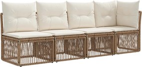 vidaXL Σετ Καναπέ Κήπου 10 pcs Μπεζ και Κρέμ συνθετικό ρατάν