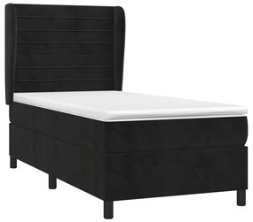 vidaXL Κρεβάτι Boxspring με Στρώμα Μαύρο 80 x 200 εκ. Βελούδινο