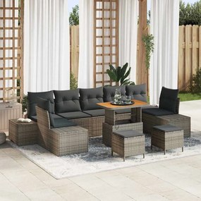 vidaXL Σετ Καναπέ Κήπου 10 pcs Γκρι Σκούρο Γκρι 90 x 55 x 71 cm
