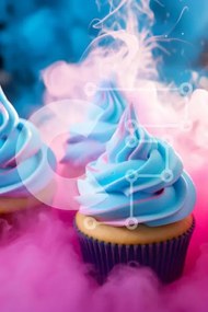 Intra Συλλεκτικό Ξύλινο Παζλ Plywood 4mm - Πολύχρωμα cupcakes με μπλε και ροζ γλάσο Σε Ξύλινο Κουτί - Διαστάσεις: 10x10 cm – 25 κομμάτια