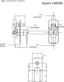 Eurorama Quadra 144030SL Black Matt - Μικτης Εντοιχισμου 2 Εξοδων