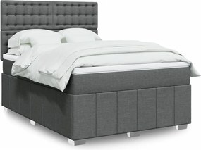 vidaXL Κρεβάτι Boxspring με Στρώμα Σκούρο Γκρι 140x190 εκ. Υφασμάτινο
