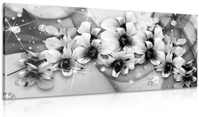 Εικόνα ασπρόμαυρων λουλουδιών σε αφηρημένο φόντο - 120x60