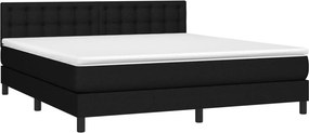 vidaXL Κρεβάτι Boxspring με Στρώμα &amp; LED Μαύρο 160x200 εκ. Υφασμάτινο