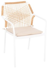 Καρέκλα - Πολυθρόνα TROTTER C5865.12 Λευκή Αλουμινίου με Μπέζ Wicker και Μαύρο Μαξιλάρι 56x60x85 εκ.