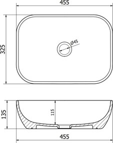 Mexen Rita επιτραπέζιος νιπτήρας 45 x 32 cm, λευκός/χρυσό χείλος - 21084505