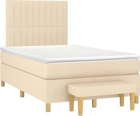 vidaXL Κρεβάτι Boxspring με Στρώμα Κρεμ 120x190 εκ. Υφασμάτινο