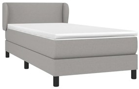 vidaXL Κρεβάτι Boxspring με Στρώμα Ανοιχτό Γκρι 90x200 εκ. Υφασμάτινο