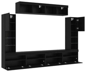 vidaXL Σετ 8 Μονάδων Τηλεόρασης με LED Μαύρη Δρυς Επεξεργασμένο Ξύλο