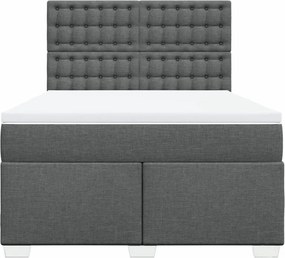 vidaXL Κρεβάτι Boxspring με Στρώμα Σκούρο Γκρι 140x190 εκ. Υφασμάτινο