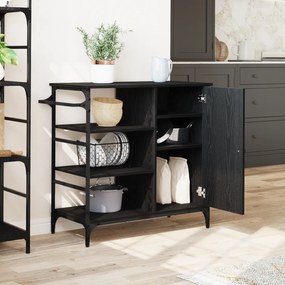 vidaXL Τρενάκι Κουζίνας Μαύρο Δρυς 87.5x38.5x84.5 cm Επεξεργασμένο Ξύλο
