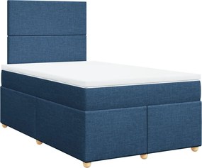 vidaXL Κρεβάτι Boxspring με Στρώμα Μπλε 120x190 εκ. Υφασμάτινο