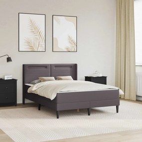 vidaXL Σκελετός κρεβατιού με στρώμα Γκρι 120 x 190 cm Τεχνητό Δέρμα