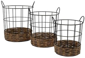 Καλάθια (Σετ 3Τμχ) 128-123-082 36x34x40,5/31x30x36/27x26x31cm Black Metal