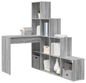 vidaXL Γωνιακό γραφείο με ράφι Γκρι sonoma 101.5 x 149.5 x 149.5 εκ.