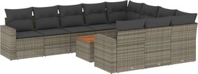vidaXL Patio Sofa Set 10-θέσια Grey and Dark Grey