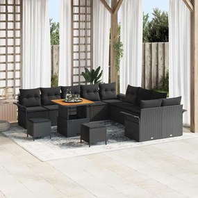 vidaXL Σετ Καναπέ Κήπου 13 pcs Μαύρο συνθετικό ρατάν