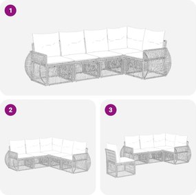vidaXL Σετ Καναπέ Κήπου 5 pcs Μπεζ και Κρέμ συνθετικό ρατάν