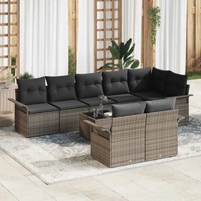 vidaXL Σετ Καναπέ Κήπου με μαξιλάρι 9 pcs Γκρι Πολυ ράταν