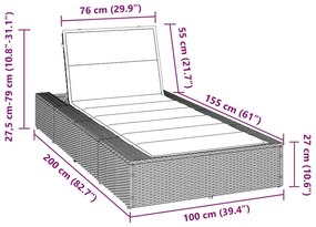 Ξαπλώστρα με αιωρούμενο μαξιλάρι Γκρι Poly Rattan - Γκρι