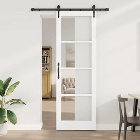 vidaXL Συρόμενη Πόρτα Χειροκίνητος Λευκό 78 x 232 cm Ξύλο και μέταλλο