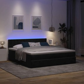 Οθωμανικό κρεβάτι με στρώμα &amp; LEDs Μαύρο 180x200cm Velvet - Μαύρο