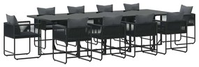 vidaXL Σέτ φαγητού για κήπο 11 pcs Μαύρο Ατσάλι