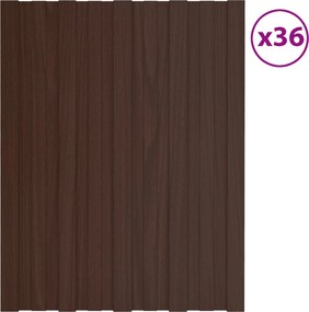 vidaXL Πάνελ οροφής 36 τεμ. Καφέ 60 x 45 cm Γαλβανισμένος χάλυβας