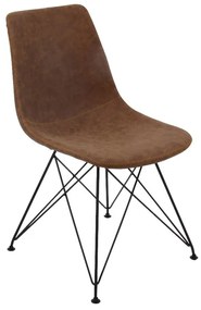 PANTON Καρέκλα Μέταλλο Βαφή Μαύρο, PU Vintage Brown  43x57x81cm [-Μαύρο/Καφέ-] [-Μέταλλο/PVC - PU-] ΕΜ777,2