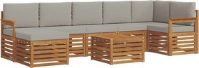 vidaXL Σειρά Καναπέ Εξωτερικού 8 pcs Φυσικό και Ανοιχτό Γκρι