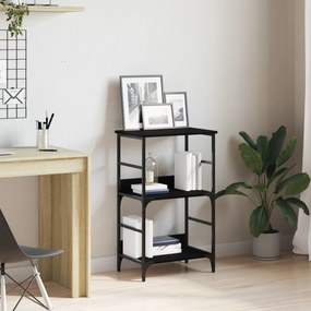Βιβλιοθήκη vidaXL Μαύρη Δρυς 50x33x82 εκ. Επεξεργασμένο Ξύλο και Χάλυβας