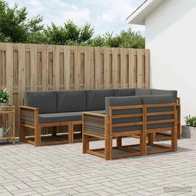 vidaXL Σειρά Καναπέ Εξωτερικού 7 pcs Φυσικό και Ανθρακί Πολυεστέρας