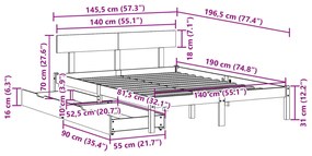 ΣΚΕΛΕΤΟΣ ΚΡΕΒ. ΧΩΡΙΣ ΣΤΡΩΜΑ ΛΕΥΚΟ 140X190 ΕΚ ΜΑΣΙΦ ΠΕΥΚΟ 3301507