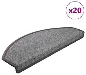Πατάκια Σκαλοπατιών 20 τεμ. Σκούρο Γκρι Ημίστρογγυλά Μεγάλα 65x24x4 εκ.