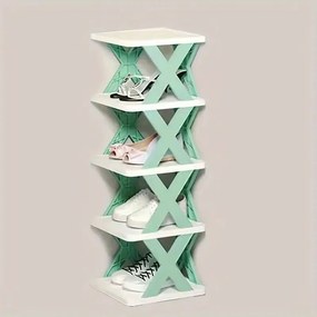 Πτυσσόμενη παπουτσοθήκη με 6 ράφια  24x26x113,5cm Λευκό/Βεραμάν.