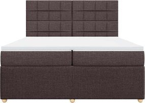 vidaXL Κρεβάτι Boxspring με Στρώμα Σκούρο Καφέ 200x200 εκ. Υφασμάτινο