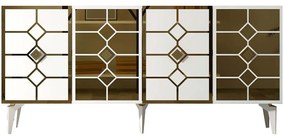 Μπουφές Irmak 475OLV2761 150x40x79cm White-Gold Μοριοσανίδα, Μελαμίνη