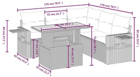 vidaXL Σετ Καναπέ Κήπου 6 τεμ. Μπεζ Συνθετικό Ρατάν με Μαξιλάρια