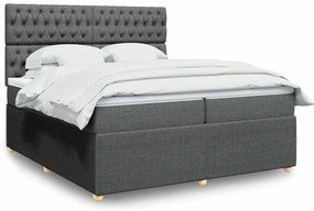 vidaXL Κρεβάτι Boxspring με Στρώμα Σκούρο Γκρι 200x200 εκ. Υφασμάτινο