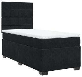 Κρεβάτι Boxspring με Στρώμα Μαύρο 100x200 εκ. Βελούδινο - Μαύρο