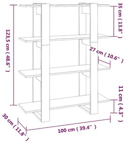 vidaXL Βιβλιοθήκη/Διαχωριστικό Χώρου Sonoma Δρυς 100 x 30 x 123,5 εκ.