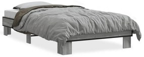 vidaXL Πλαίσιο Κρεβατιού Γκρι Sonoma 90 x 190 εκ. Επεξ. Ξύλο &amp; Μέταλλο