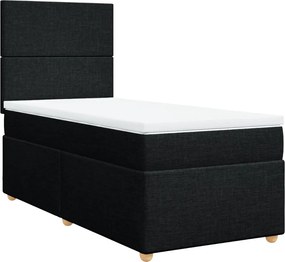 vidaXL Κρεβάτι Boxspring με Στρώμα Μαύρο 90x190 εκ.Υφασμάτινο