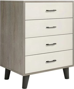VANITY Συρταριέρα, με 4 Συρτάρια, Απόχρωση Sonoma Oak-Cream   1τμχ