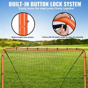VEVOR Lacrosse Goal, 6&#039; x 6&#039; Lacrosse Net, Folding Portable Backyard Lacrosse Training Equipment, Steel Frame Training Net, Quick &amp; Easy Setup Lacrosse Goal, Perfect for Youth Adult Training, Orange