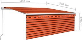 vidaXL Αναδιπλούμενη τέντα Πορτοκαλί και Καφέ 4 x 3 μ Πολυεστέρας