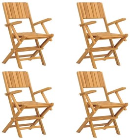 Καρέκλες Κήπου Πτυσσόμενες 4 τεμ. 55x61x90 εκ. Μασίφ Ξύλο Teak - Καφέ