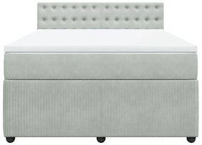 vidaXL Κρεβάτι Boxspring με Στρώμα Ανοιχτό Γκρι 140x190 εκ. Βελούδινο