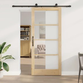 vidaXL Συρόμενη Πόρτα ORKDAL Καφέ 93 x 211 εκ. Ξύλο και μέταλλο
