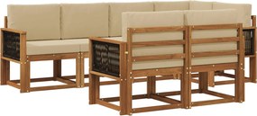 vidaXL Σειρά Καναπέ Εξωτερικού 7 pcs Φυσικό και Μπεζ Πολυεστέρας